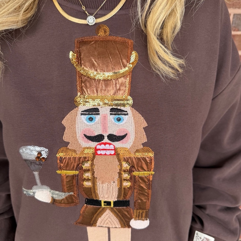 QUEEN OF SPARKLES Nutcracker Sweatshirt - Dark Brown